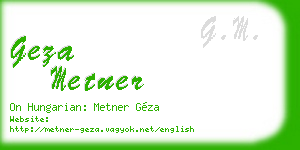 geza metner business card